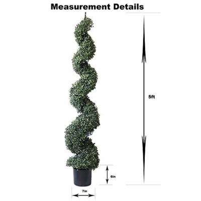 Product: 5' Artificial Cypress Spiral Boxwood Topiaries Tree in Plastic Pot Outdoor and Indoor Home Decor (2 Pack)