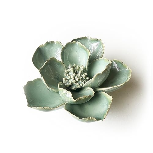 Product: CHIVE ‘Coral’ Artificial Plant — Beautiful, Decorative Ceramic Flower — Unique Tablescape Piece — Small Set of 3 (Green Lotus, Teal Lotus, Green Ranunculus)