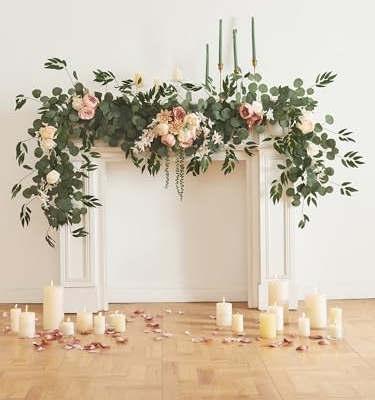 Silky Flower Store Artificial Eucalyptus Willow Leaf Garland with Flowers, Peony Rose Vine Wall Hanging, 8ft 11 11 Product: MISSPIN 8FT Eucalyptus and Willow Leaf Garland with Artificial Flowers Fake Flower Peony Rose Vine Greenery Decorative Wall Hanging Plant for Spring Wedding Arch Door Arrangement Party Decor