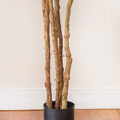 Product: Nearly Natural 6ft Fiddle Leaf Fig Artificial Tree and 5ft. Golden Cane Palm Artificial Tree | Green