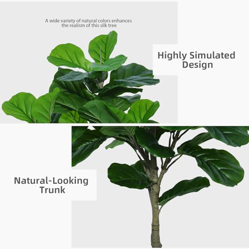 Product: ASTIDY Fiddle Leaf Fig Tree Artificial 5FT - Faux Fiddle Leaf Fig Tree with White Tall Planter - Fake Ficus Lyrata Floor Plant Potted - Artificial Fig Tree for Home Office Living Room Decor Indoor