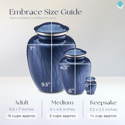 Product: Geturns Embrace Adult Personalized Doves Cremation Urns for Human Ashes I Large Pearl Cobalt Blue Funeral Urn for Adult Men and Women with Double Side Engraving I 200 lbs