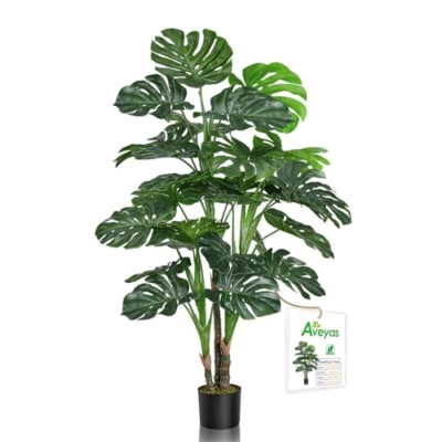 Product: Aveyas 54'' Tall Large Artificial Monstera Deliciosa Plants, 4.5 Feet Faux Swiss Cheese Floor Plants Fake Tropical Silk Tree with Pot for Indoor Outdoor Office House Living Room Home Decor