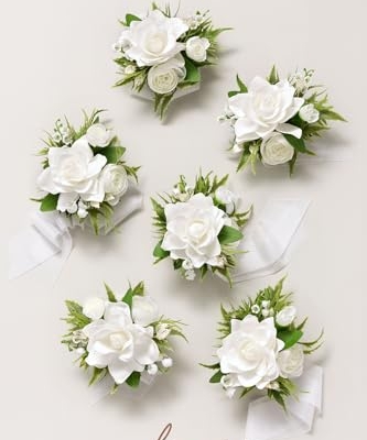 Product: Ling's Moment 6pcs Wedding Wrist Corsage Artificial Flowers, Girl/Mother Homecoming Prom Corsages Wristlet Décor, etc. White Lily Valley