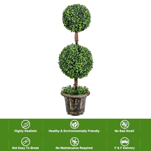 Product: 3ft 2 Pack Artificial Boxwood Topiary Tree, Fake Greenery Plants Ball Tree for Indoor or Outdoor