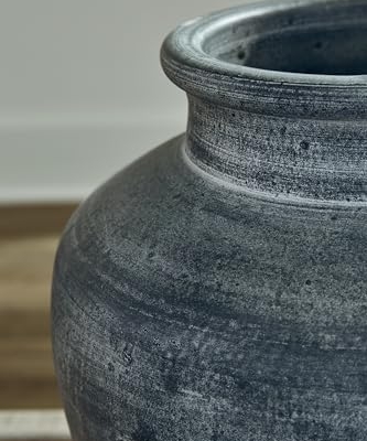 Product: Signature Design by Ashley Meadie Traditional Indoor Terra Cotta Tabletop Vase with Wide Mouth, Blue