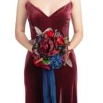 Product: Ling's Moment Burgundy Navy Bridal Bouquet for Bride, Jewel Tone Wedding Bouquets for Bride Maid of Honor Bridesmaid, 9 Inch Silk Round Artificial Wedding Flowers Bouquets