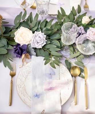 Silky Flower Store Eucalyptus Rose Flower Garland, Lilac Lavender Sweetheart Table Decor, Artificial Silk Garland 6FT 11 11 Product: Ling's Moment Flower Garland - 6FT Eucalyptus & Rose - Sweetheart Table Decor for Wedding Reception, Artificial Floral Garland for Mantle, Thanksgiving, Christmas Decoration, Lilac & Lavender