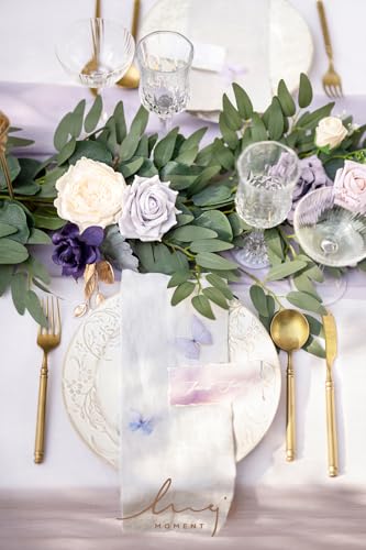 Silky Flower Store Eucalyptus Rose Flower Garland, Lilac Lavender Sweetheart Table Decor, Artificial Silk Garland 6FT 3 3 Product: Ling's Moment Flower Garland - 6FT Eucalyptus & Rose - Sweetheart Table Decor for Wedding Reception, Artificial Floral Garland for Mantle, Thanksgiving, Christmas Decoration, Lilac & Lavender