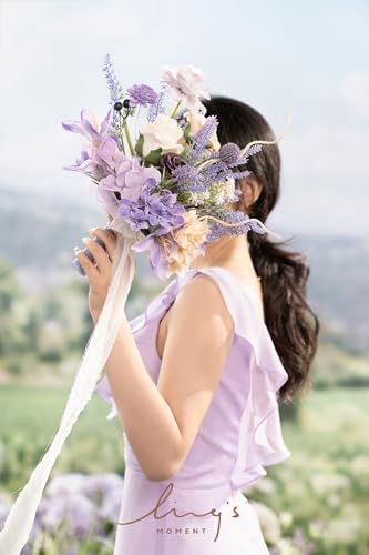 Silky Flower Store Purple Bridesmaid Bouquet Set of 4, Lavender Artificial Wedding Flowers, Silk Foam Posy, 7 Inch 2 2 Product: Ling's Moment Artificial Flowers Purple Bridesmaid Bouquet Set of 4, Lavender Wedding Flowers Bouquets for Bridesmaids, 7 Inch Bridal Bouquets for Bridesmaids, Wedding, etc