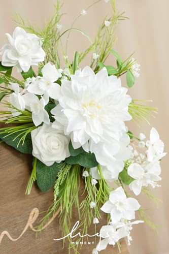Product: Ling's Moment 2 White Wedding Artificial Floral Swag Welcome Sign Flowers Backdrop Garland Lily Green for Ceremony Reception Door Wall Easel Home Decoration Entryway Faux Outdoor Board Table Decor