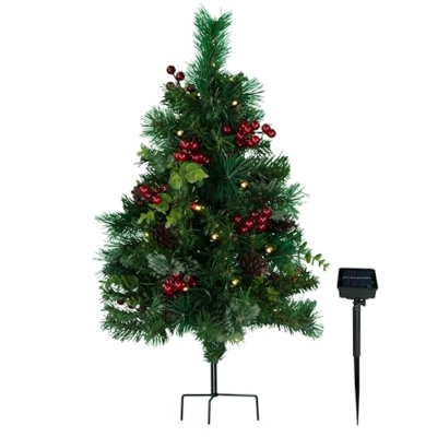 Product: Sympathy Silks Artificial Cemetery Decoration - Gravesite Tree - Christmas Tree with Solar Lights (1) Tree