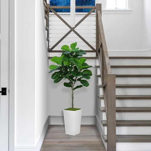 Product: ASTIDY Fiddle Leaf Fig Tree Artificial 5FT - Faux Fiddle Leaf Fig Tree with White Tall Planter - Fake Ficus Lyrata Floor Plant Potted - Artificial Fig Tree for Home Office Living Room Decor Indoor