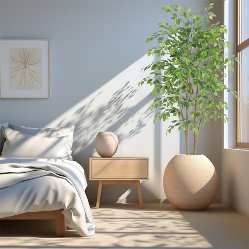 Product: Nafresh Tall UV Resistant Ficus Tree Artificial，6ft(72in) Faux Ficus Tree with Realistic Smooth and Shiny Leaves， Fake Trees Indoor Outdoor for Home Office Living Room Bedroom Foyer Porch Decor.