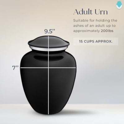 Product: Geturns Embrace Adult Personalized Owl Cremation Urns for Human Ashes I Large Black Funeral Urn for Men and Women I 200 lbs