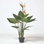 Product: HOMESCAPES Artificial Bird of Paradise Flower 120 cm Tall Fake Strelitzia Plant in Black Pot