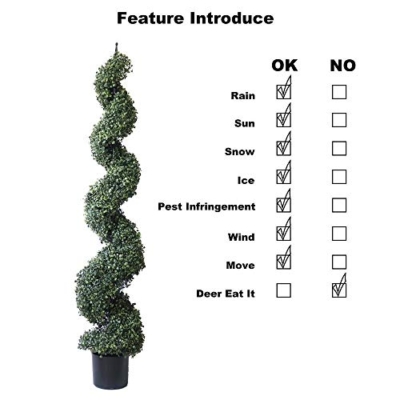 Product: 5' Artificial Cypress Spiral Boxwood Topiaries Tree in Plastic Pot Outdoor and Indoor Home Decor (2 Pack)