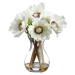 Product: 9" Silk Amaryllis Flower Arrangement w/Glass Vase -White (Pack of 6)