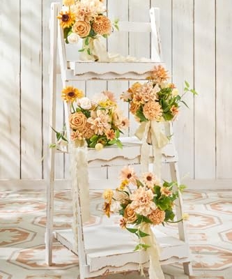 Product: Ling's Moment Artificial Flowers Sunflower Bridesmaid Bouquet Set of 4, Backyard Wedding Flowers Bouquets for Bridesmaids, 7 Inch Bridal Bouquets for Bridesmaids, Wedding, etc