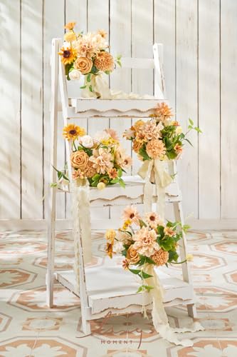 Product: Ling's Moment Artificial Flowers Sunflower Bridesmaid Bouquet Set of 4, Backyard Wedding Flowers Bouquets for Bridesmaids, 7 Inch Bridal Bouquets for Bridesmaids, Wedding, etc