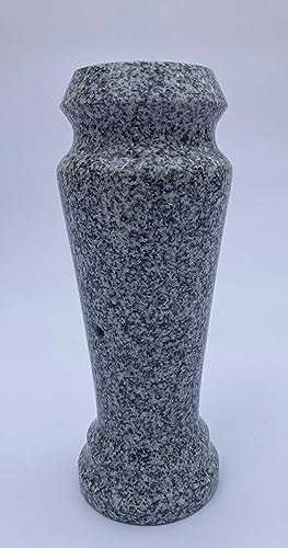 Silky Flower Store Polished Granite Vase Gray Decorative Floral Planter, Spanish Home Décor, 4 x 10 4 4 Product: Turned Granite Vase Polished 4" x 10" Gray
