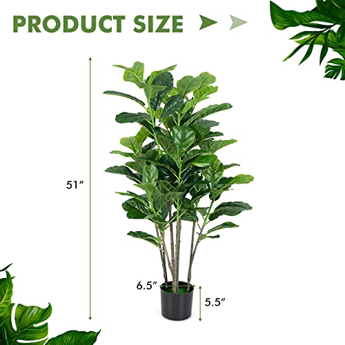 Product: BestComfort 4.6ft Artificial Fiddle Leaf Fig Tree Set of 2, Fake Ficus Pandurate Plant in Pots for Indoor Outdoor, Faux Ficus Lyrata Plant for Home Office Modern Decoration Housewarming Gift