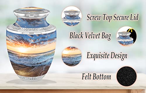 Silky Flower Store Seashore Sunset Cremation Urn, Adult Ashes Burial Urn, Handcrafted Decorative Urn, 200lbs, 32.5cm 4 4 Product: Seashore Sunset Cremation Urns for Adult Ashes Male Female - 200lbs Burial Urns for Human Ashes - Handcrafted Funeral Decorative Urns for Ashes Adult Male with Velvet Bag