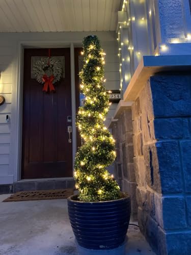 Product: 3ft Artificial Spiral Boxwood Topiary Trees Faux Plants Outdoor Front Porch Decor (2 Pack Lush)