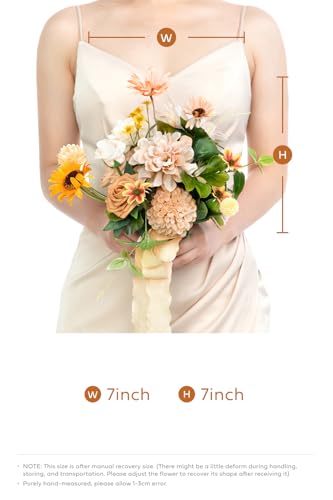 Product: Ling's Moment Artificial Flowers Sunflower Bridesmaid Bouquet Set of 4, Backyard Wedding Flowers Bouquets for Bridesmaids, 7 Inch Bridal Bouquets for Bridesmaids, Wedding, etc