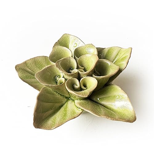 Product: CHIVE ‘Coral’ Artificial Plant — Beautiful, Decorative Ceramic Flower — Unique Tablescape Piece — Small Set of 3 (Green Lotus, Teal Lotus, Green Ranunculus)