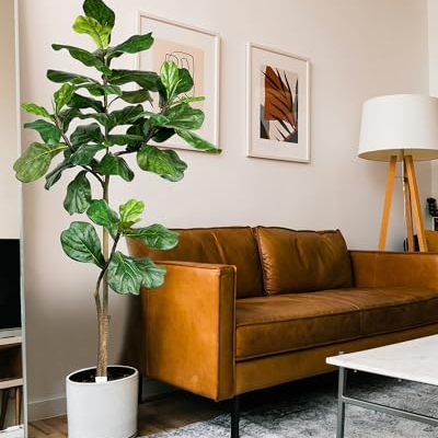 Product: Leflos Leflos Artificial Fiddle Leaf Fig Tree Indoor, 6ft Faux Fiddle Leaf Tree with Decorative Planter for Home Decor, Tropical Fake Ficus Tree with Realistic Trunks, Adjustable Branch and Leaves