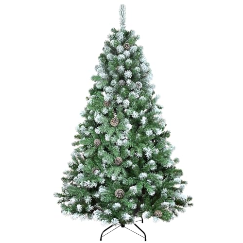 Kadunmina 6ft Snow Flocked Artificial Christmas Tree Unlit Snowy Pine Tree for Home Office Holiday Indoor Outdoor Decoration Flocked Spruce Full Tree with 792 Branch Tips, Pine Cones, Metal Base - Artificial Flower Arrangements Product: Kadunmina 6ft Snow Flocked Artificial Christmas Tree Unlit Snowy Pine Tree for Home Office Holiday Indoor Outdoor Decoration Flocked Spruce Full Tree with 792 Branch Tips, Pine Cones, Metal Base