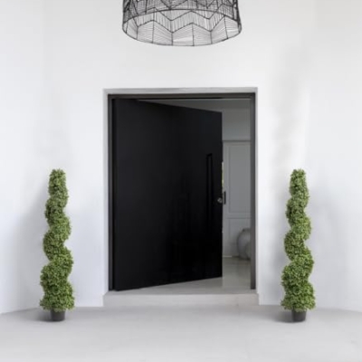 Product: 2x Artificial Spiral Boxwood Topiary Trees | Realistic Artificial Design | UV Protected for Outdoor Use | Indoor and Outdoor Use | Elegant Decoration (4ft/120cm)