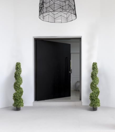 Product: 2x Artificial Spiral Boxwood Topiary Trees | Realistic Artificial Design | UV Protected for Outdoor Use | Indoor and Outdoor Use | Elegant Decoration (4ft/120cm)