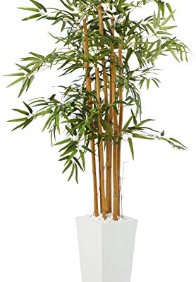 Product: Nearly Natural 5812 5’ Bamboo Artificial Tree in White Tower Planter, Green
