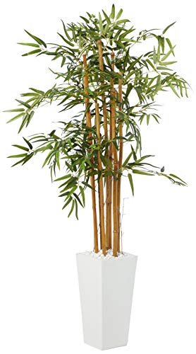 Product: Nearly Natural 5812 5’ Bamboo Artificial Tree in White Tower Planter, Green