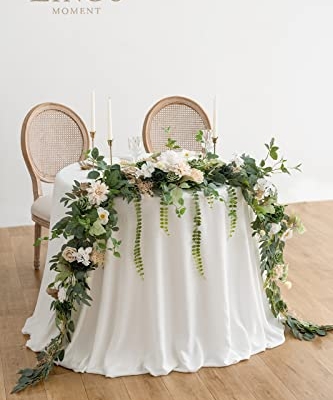Product: Ling's Moment 9FT Flower Garland for Backdrop Decoration - Wedding Arch Flowers, Eucalyptus & Rose, Artificial Floral Garland for Mantle - Sweetheart Table Decor for Ceremony, Christmas, Emerald Tawny