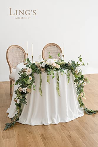 Product: Ling's Moment 9FT Flower Garland for Backdrop Decoration - Wedding Arch Flowers, Eucalyptus & Rose, Artificial Floral Garland for Mantle - Sweetheart Table Decor for Ceremony, Christmas, Emerald Tawny