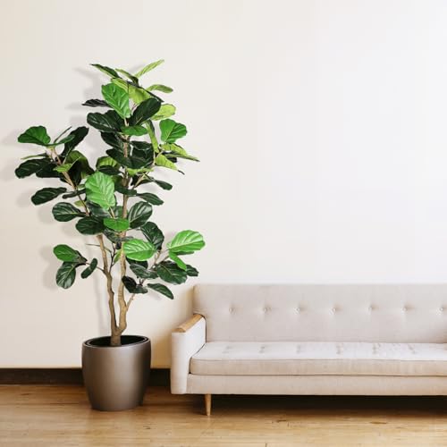 Silky Flower Store Artificial Fiddle Leaf Fig Tree, 6ft Faux Indoor Plant, Lifelike Home Office Decor, 6ft 4 4 Product: FEELEAD Artificial Fiddle Leaf Fig Tree - 6ft Artificial Plant Large Fake Fig Leaf Tree with Plastic Nursery Pot - Faux Ficus Lyrata Tree Artificial Fig Trees for Home Office Store Decor Indoor