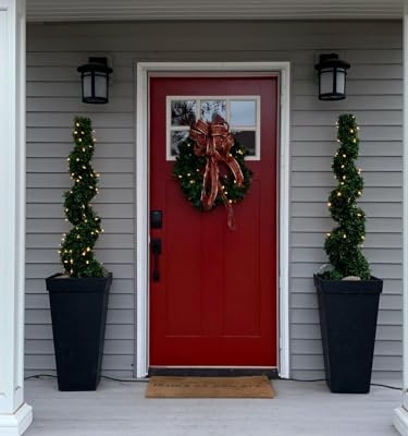 Product: 3ft Artificial Spiral Boxwood Topiary Trees Faux Plants Outdoor Front Porch Decor (2 Pack Lush)