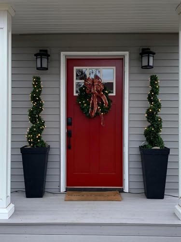 Product: 3ft Artificial Spiral Boxwood Topiary Trees Faux Plants Outdoor Front Porch Decor (2 Pack Lush)