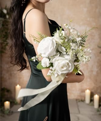 Silky Flower Store Artificial Lily of Valley Bridesmaid Bouquet, White Green Wedding Bouquet, Set of 4, 7 Inch 11 11 Product: Ling's Moment Artificial Flowers Lily of Valley White Bridesmaid Bouquet Set of 4, Green Wedding Flowers Bouquets for Bridesmaids, 7 Inch Bridal Bouquets for Bridesmaids, Wedding, etc