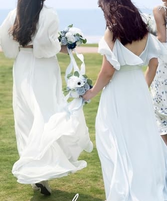 Silky Flower Store Dusty Blue Bridesmaid Bouquet Set of 4, Artificial Silk Foam Wedding Flowers, Blue White Bridal Bouquets, 7 Inch 13 13 Product: Ling's Moment Artificial Flowers Dusty Blue Bridesmaid Bouquet Set of 4, Blue & White Wedding Flowers Bouquets for Bridesmaids, 7 Inch Bridal Bouquets for Bridesmaids