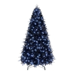 Product: Mayhihi 6FT PreLit Black Christmas Tree with 350 Lights, Artificial Fake Christmas Tree with 1460 PE&PVC Branch Tips, Halloween and Xmas Tree for Holiday Decorations, Metal Stand and Hinged Branches