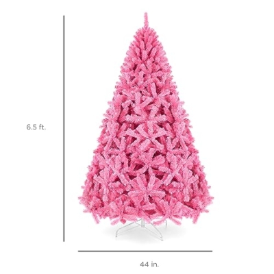 Silky Flower Store Pink Artificial Christmas Tree, Full Fir with 947 Branch Tips, Foldable Stand, 6ft 13 13 Product: Best Choice Products 6ft Pink Christmas Tree Artificial Full Fir Tree Seasonal Holiday Decoration w/ 947 Branch Tips, Foldable Stand
