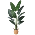 Product: Ferrgoal Artificial Bird of Paradise Plants 5Ft Fake Tropical Palm Tree with 10 Trunks in Pot and Woven Seagrass Belly Basket Perfect Faux Plant for Home Indoor Outdoor Office Modern Decor Green