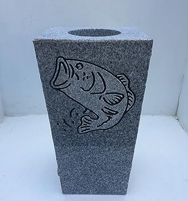 Silky Flower Store Granite Memorial Cemetery Vase Gray, Tapered Design, Outdoor Floral Holder, 5x4x9 12 12 Product: Granite Memorial Vase with Design Tapered (5"x4"x9") Gray