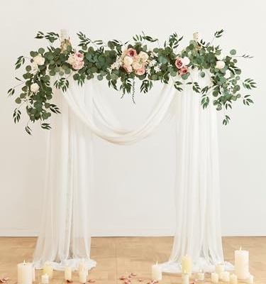 Silky Flower Store Artificial Eucalyptus Willow Leaf Garland with Flowers, Peony Rose Vine Wall Hanging, 8ft 12 12 Product: MISSPIN 8FT Eucalyptus and Willow Leaf Garland with Artificial Flowers Fake Flower Peony Rose Vine Greenery Decorative Wall Hanging Plant for Spring Wedding Arch Door Arrangement Party Decor