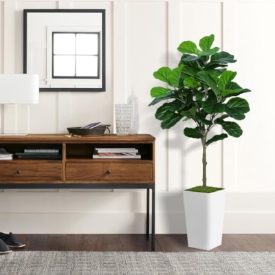 Product: ASTIDY Fiddle Leaf Fig Tree Artificial 5FT - Faux Fiddle Leaf Fig Tree with White Tall Planter - Fake Ficus Lyrata Floor Plant Potted - Artificial Fig Tree for Home Office Living Room Decor Indoor