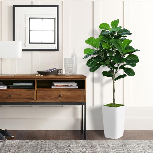 Product: ASTIDY Fiddle Leaf Fig Tree Artificial 5FT - Faux Fiddle Leaf Fig Tree with White Tall Planter - Fake Ficus Lyrata Floor Plant Potted - Artificial Fig Tree for Home Office Living Room Decor Indoor